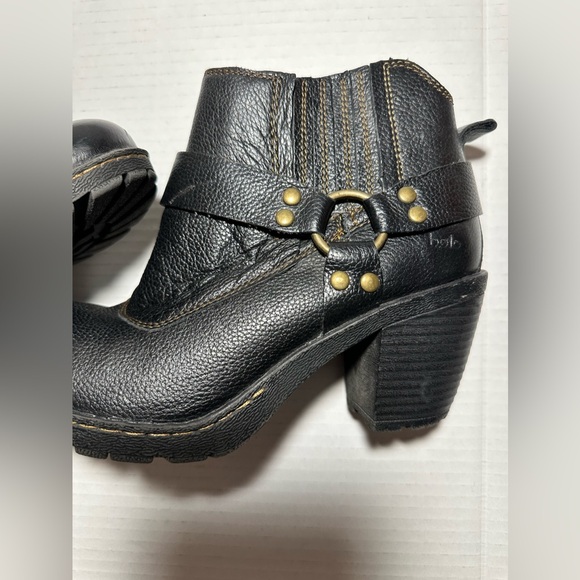 Bølo Women’s Black Leather Ring Harness Block Heel Ankle Boots Y2k Goth Size 8 - Picture 5 of 13